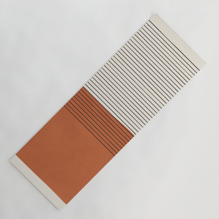 Terracotta Thin Black Lines Artwork Yoga Mat Gallery Image 1