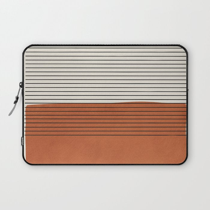 Terracotta Thin Black Lines Artwork Laptop Sleeve