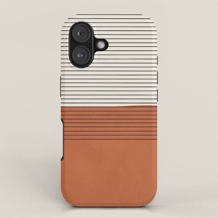 Terracotta Thin Black Lines Artwork iPhone Case Gallery Image 1