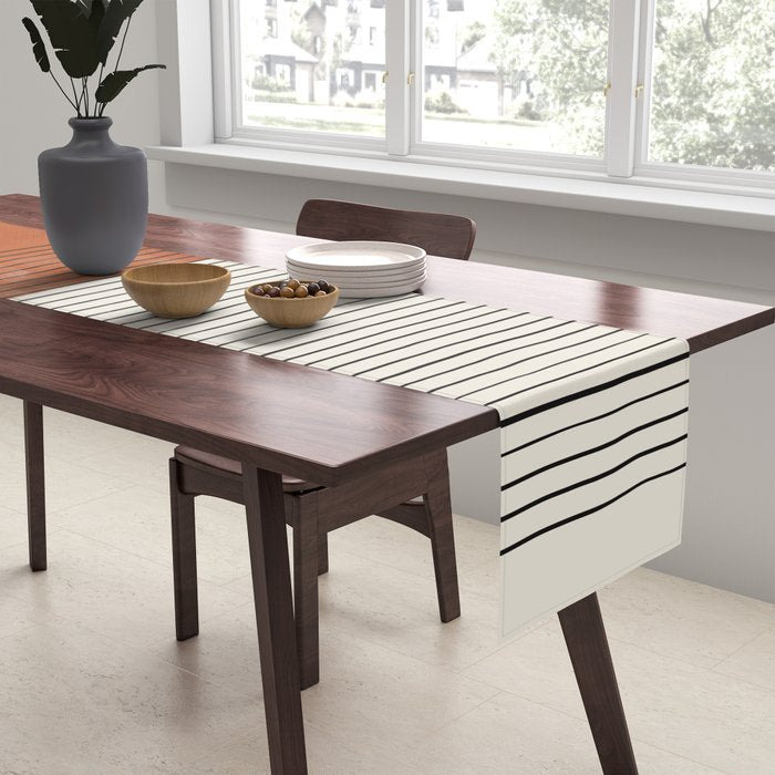 Terracotta Thin Black Lines Artwork Table Runner Gallery Image 2