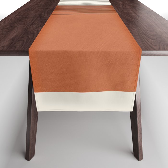 Terracotta Thin Black Lines Artwork Table Runner Gallery Image 1