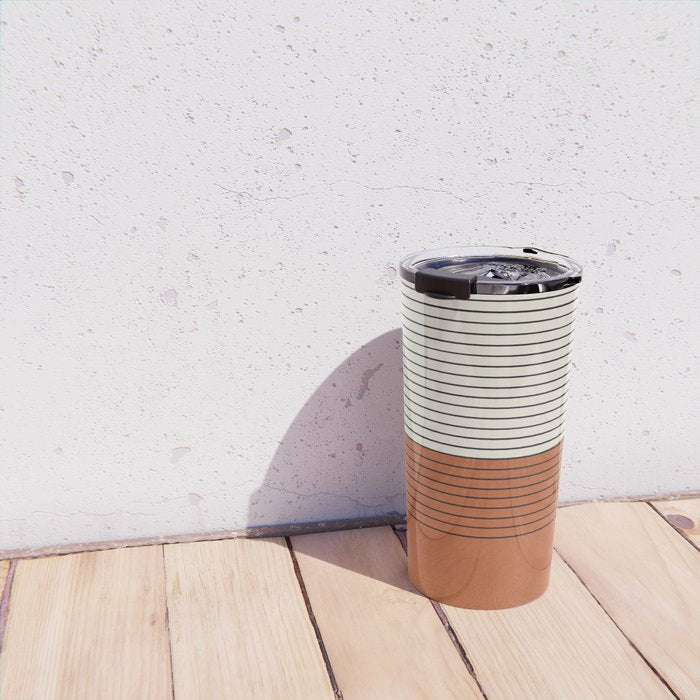 Terracotta Thin Black Lines Artwork Travel Mug Gallery Image 4