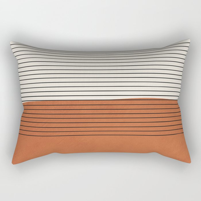 Terracotta Thin Black Lines Artwork Rectangular Pillow Gallery Image 2
