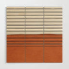 Terracotta Thin Black Lines Artwork Wood Wall Art Gallery Image 1