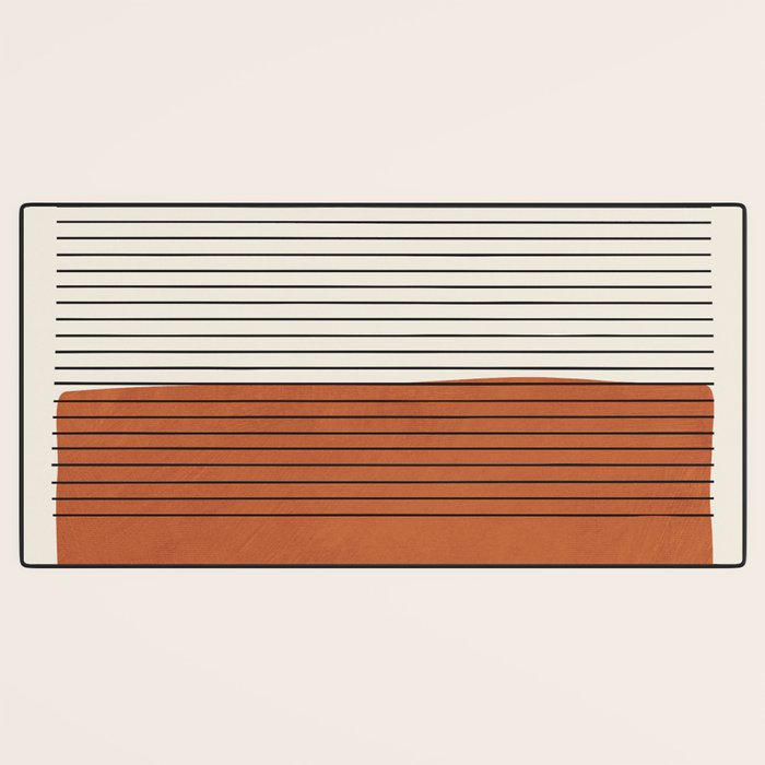 Terracotta Thin Black Lines Artwork Desk Mat Gallery Image 3