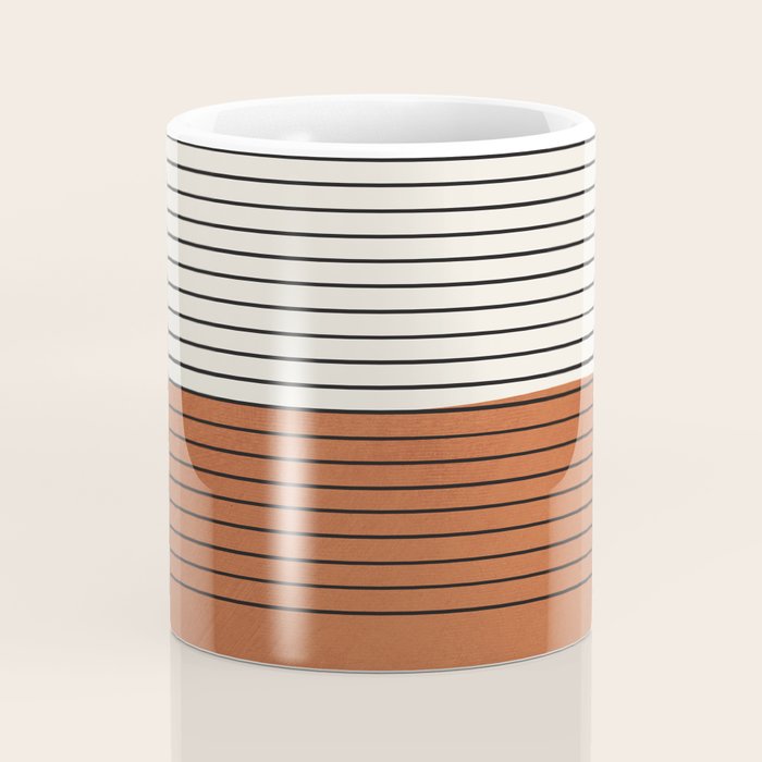 Terracotta Thin Black Lines Artwork Coffee Mug Gallery Image 4