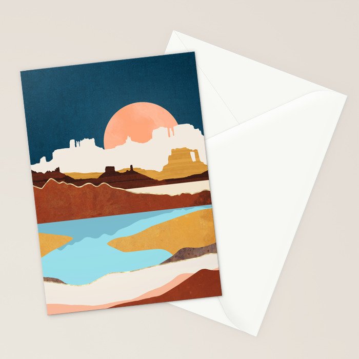 Desert Moon Lake Stationery Card Gallery Image 2