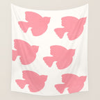Pink Birds Flying - Painting Wall Tapestry Gallery Image 4