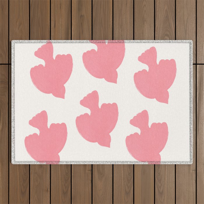 Pink Birds Flying - Painting Outdoor Rug Gallery Image 1