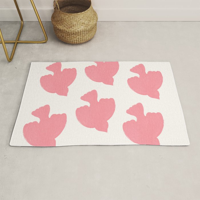 Pink Birds Flying - Painting Rug Gallery Image 1