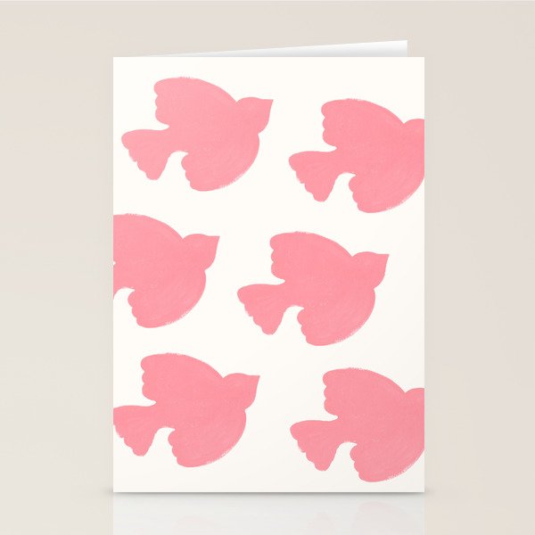Pink Birds Flying - Painting Stationery Card Gallery Image 2