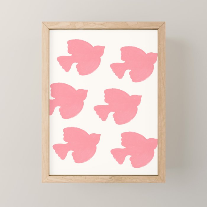 Pink Birds Flying - Painting Mini Art Print Gallery Image 1