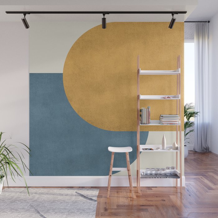 Halfmoon Colorblock - Gold Blue Wall Mural Gallery Image 1
