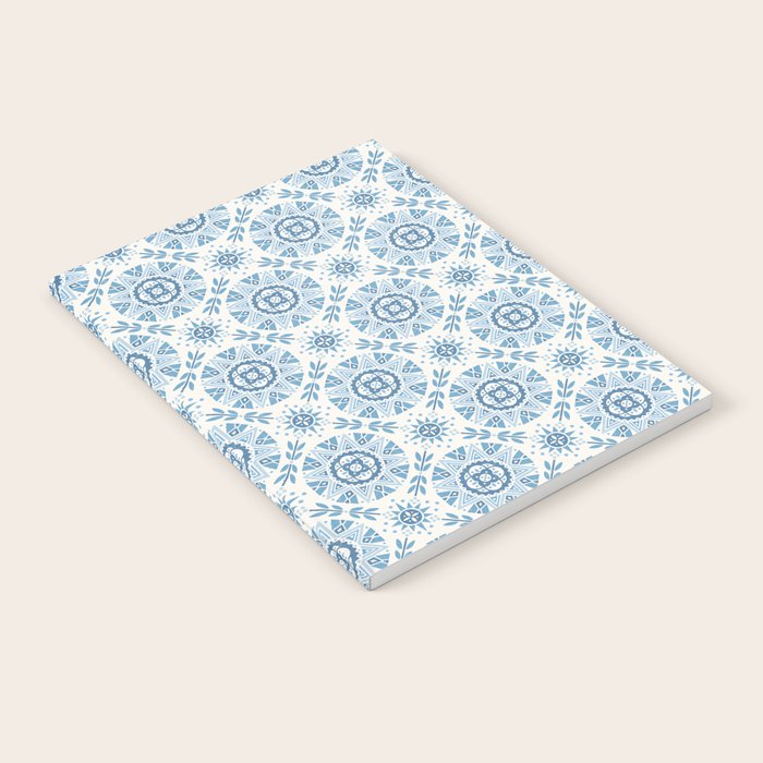 Folk Art Shapes Block Print - Blue Notebook Gallery Image 2