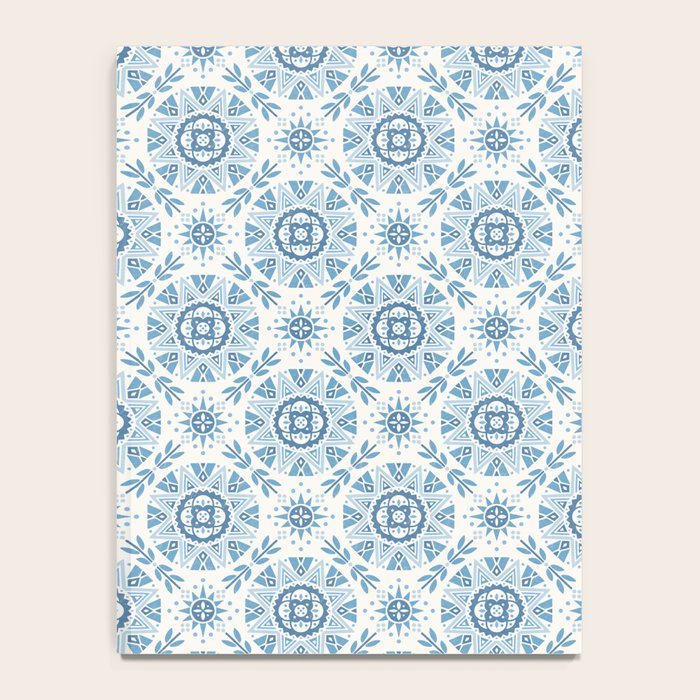 Folk Art Shapes Block Print - Blue Notebook Gallery Image 4