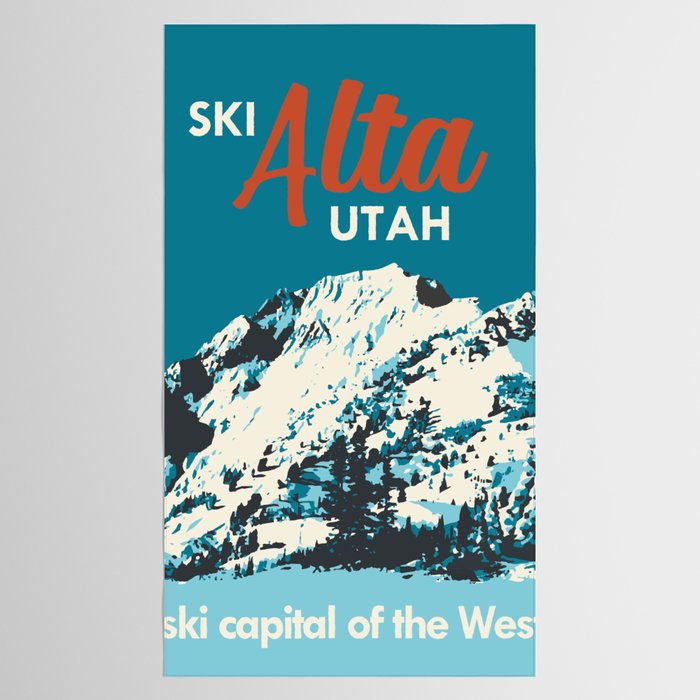 Ski Alta Utah Vintage Ski Poster Tablecloth Gallery Image 2