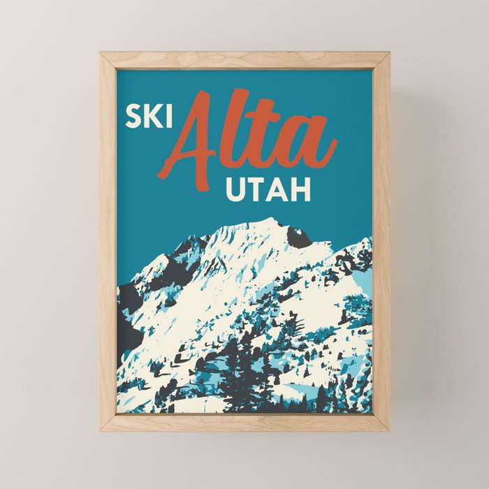 Ski Alta Utah Vintage Ski Poster Mini Art Print Gallery Image 1