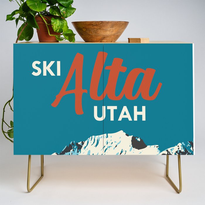 Ski Alta Utah Vintage Ski Poster Credenza Gallery Image 1