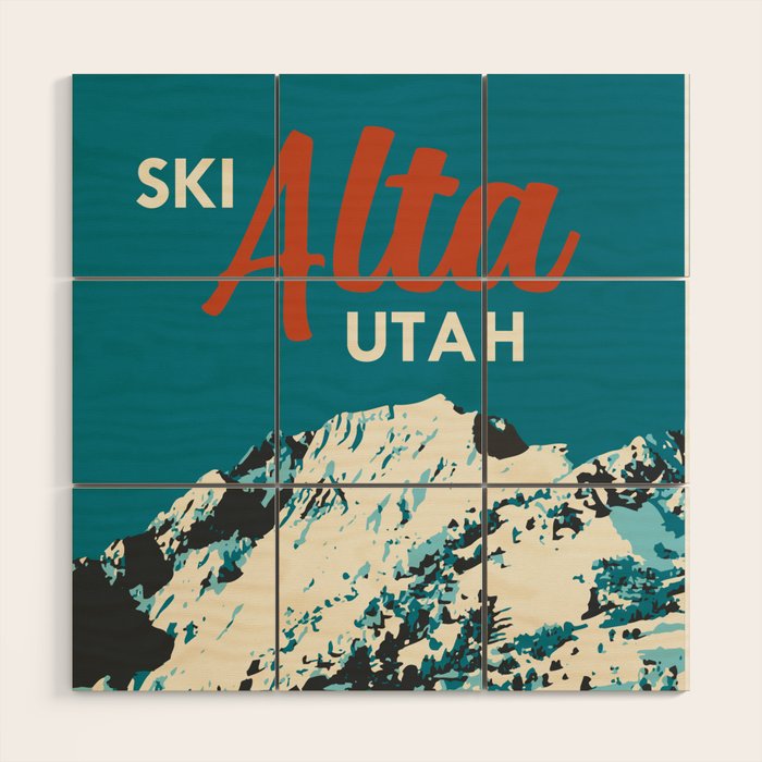 Ski Alta Utah Vintage Ski Poster Wood Wall Art Gallery Image 1