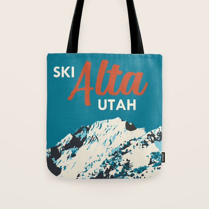 Ski Alta Utah Vintage Ski Poster Tote Bag Gallery Image 1