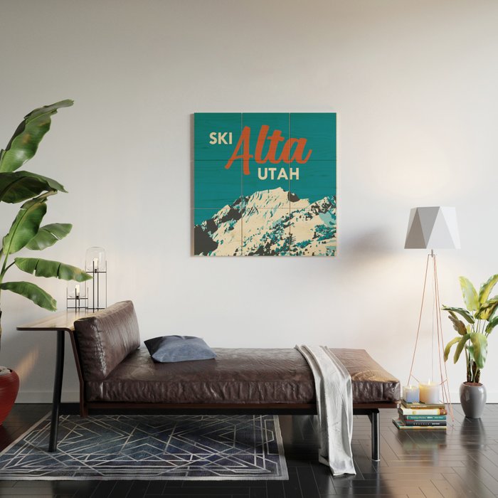 Ski Alta Utah Vintage Ski Poster Wood Wall Art Gallery Image 2