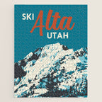 Ski Alta Utah Vintage Ski Poster Jigsaw Puzzle Gallery Image 1