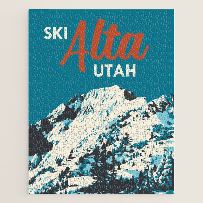 Ski Alta Utah Vintage Ski Poster Jigsaw Puzzle Gallery Image 1