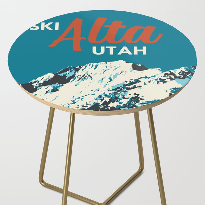 Ski Alta Utah Vintage Ski Poster Side Table Gallery Image 2