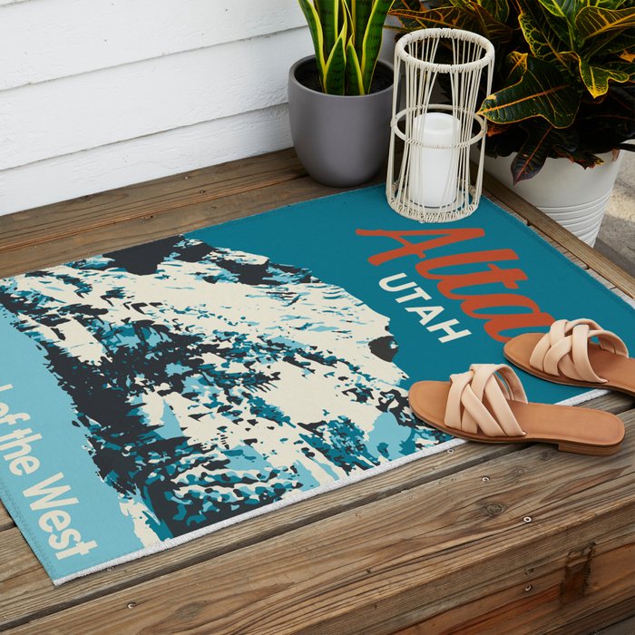 Ski Alta Utah Vintage Ski Poster Outdoor Rug Gallery Image 2