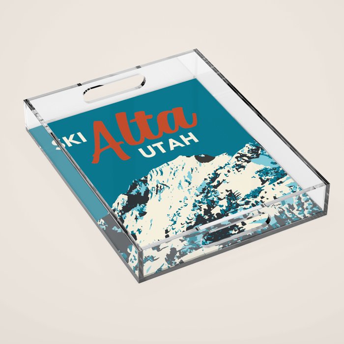 Ski Alta Utah Vintage Ski Poster Acrylic Tray Gallery Image 1