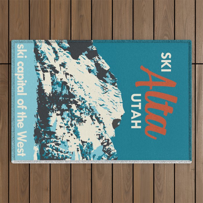 Ski Alta Utah Vintage Ski Poster Outdoor Rug Gallery Image 1