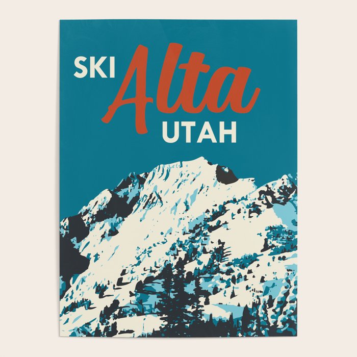 Ski Alta Utah Vintage Ski Poster Poster Gallery Image 4