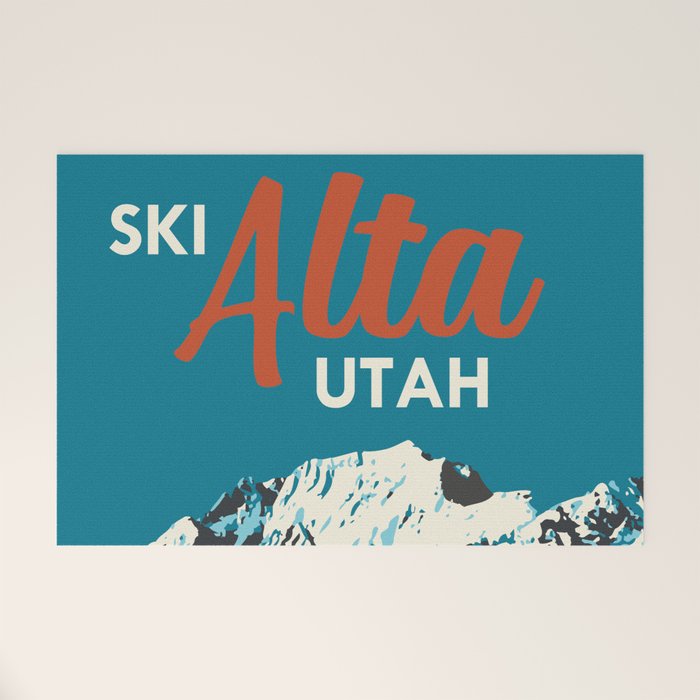 Ski Alta Utah Vintage Ski Poster Welcome Mat Gallery Image 1