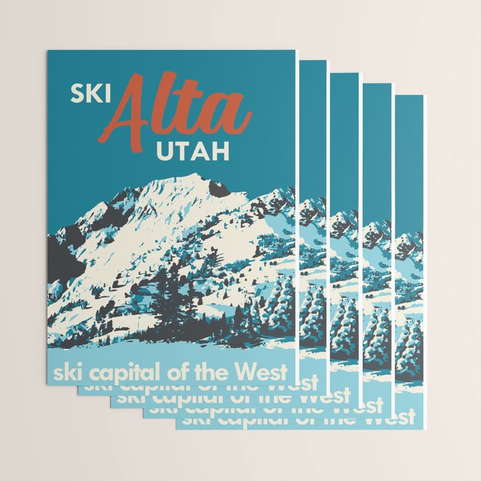 Ski Alta Utah Vintage Ski Poster Wrapping Paper Gallery Image 3