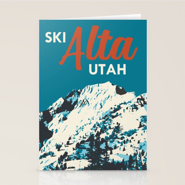 Ski Alta Utah Vintage Ski Poster Stationery Card Gallery Image 2