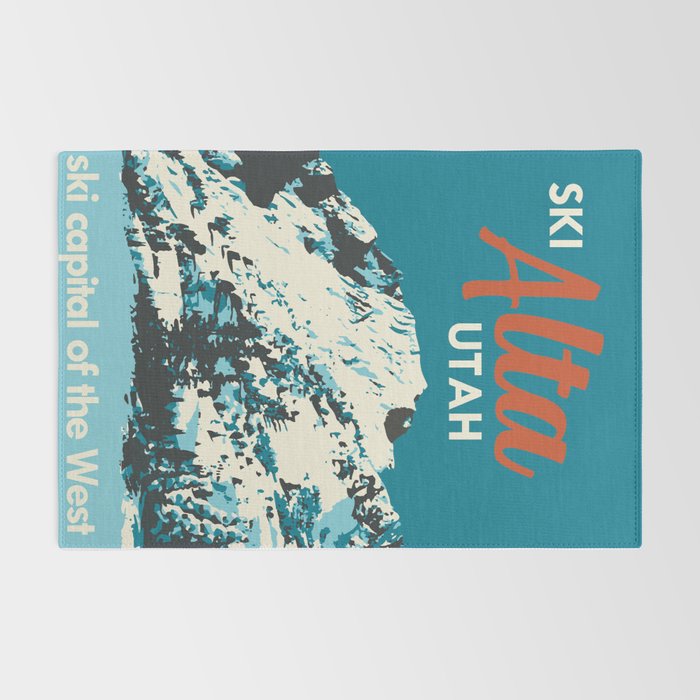 Ski Alta Utah Vintage Ski Poster Rug Gallery Image 2