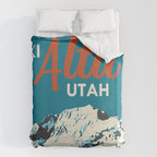 Ski Alta Utah Vintage Ski Poster Duvet Cover Gallery Image 6