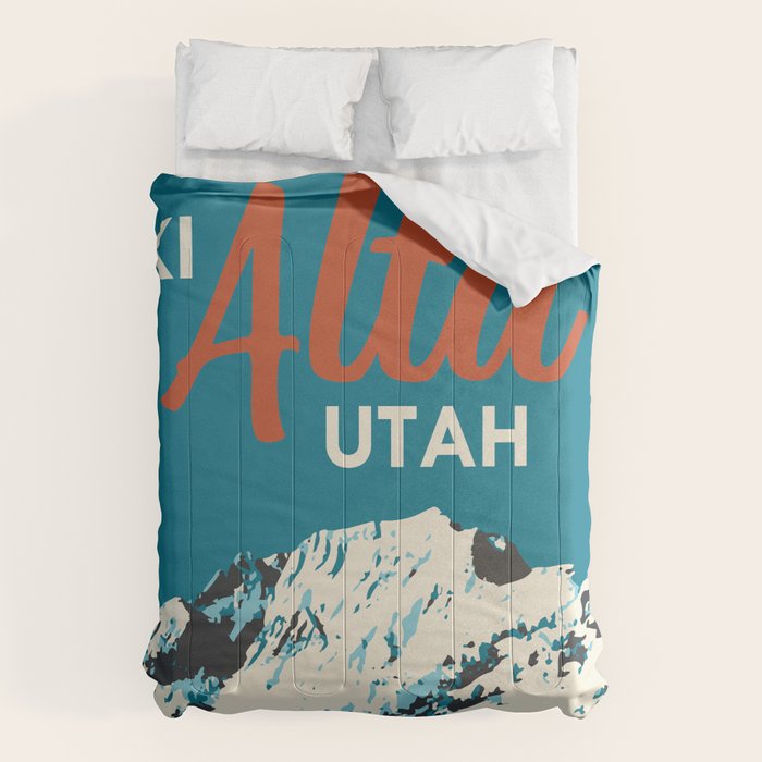 Ski Alta Utah Vintage Ski Poster Comforter Gallery Image 6