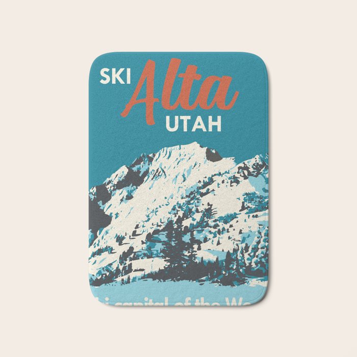 Ski Alta Utah Vintage Ski Poster Bath Mat Gallery Image 1
