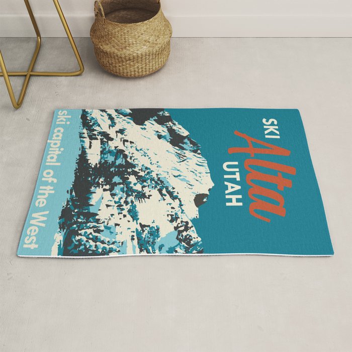 Ski Alta Utah Vintage Ski Poster Rug Gallery Image 1
