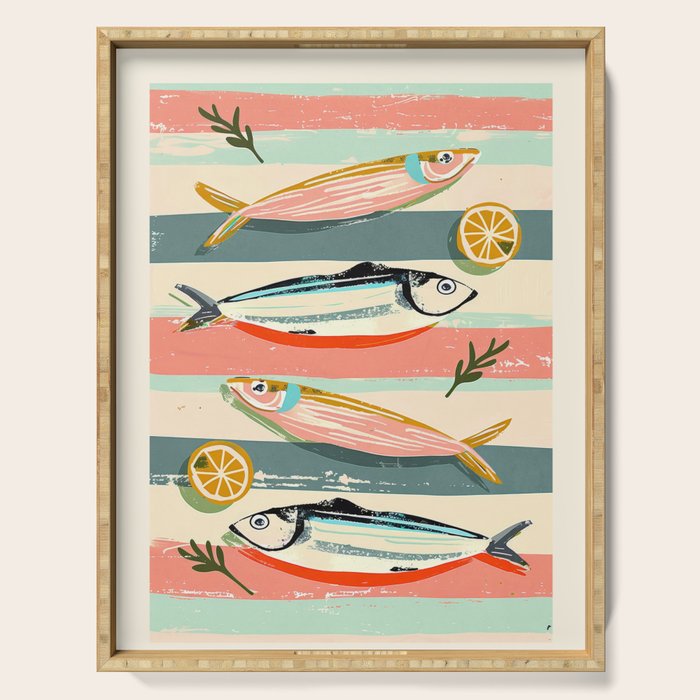 Sardines on Stripes Serving Tray Gallery Image 1