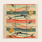 Sardines on Stripes Wood Wall Art Gallery Image 1
