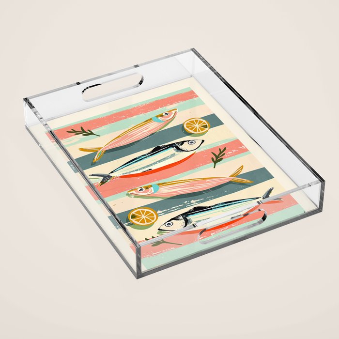 Sardines on Stripes Acrylic Tray Gallery Image 1
