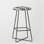 Black aztec lines and flowers on neutral Stool Gallery Image 1