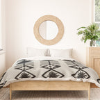 Black aztec lines and flowers on neutral Duvet Cover Gallery Image 3