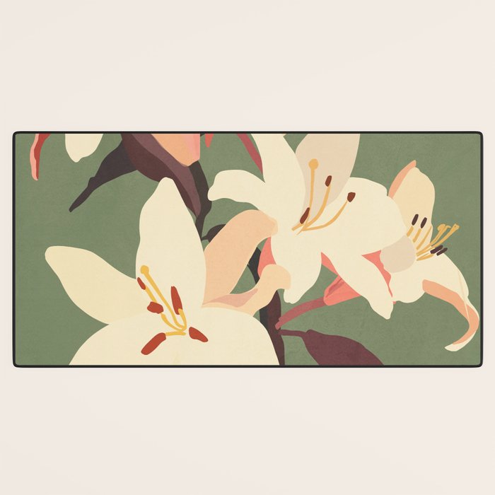 White Lilies 2 Desk Mat Gallery Image 3