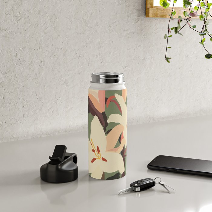 White Lilies 2 Water Bottle Gallery Image 4