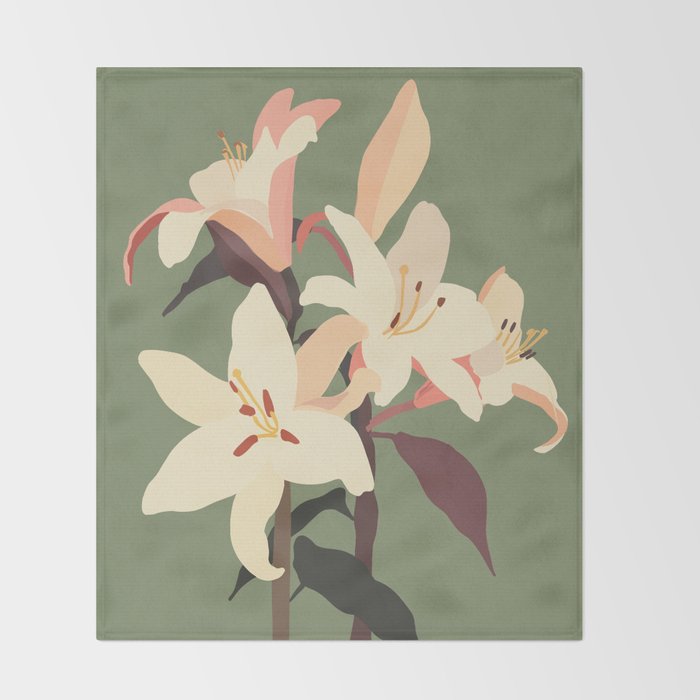 White Lilies 2 Throw Blanket Gallery Image 2