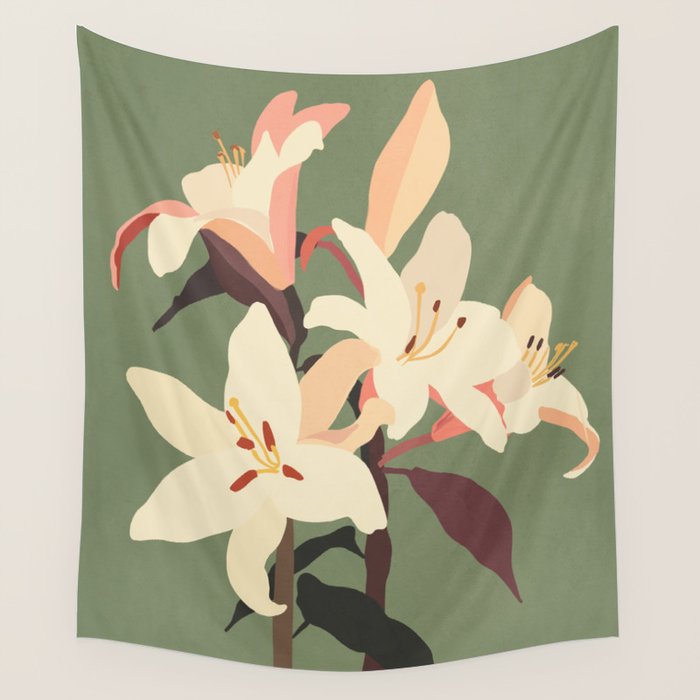 White Lilies 2 Wall Tapestry Gallery Image 4
