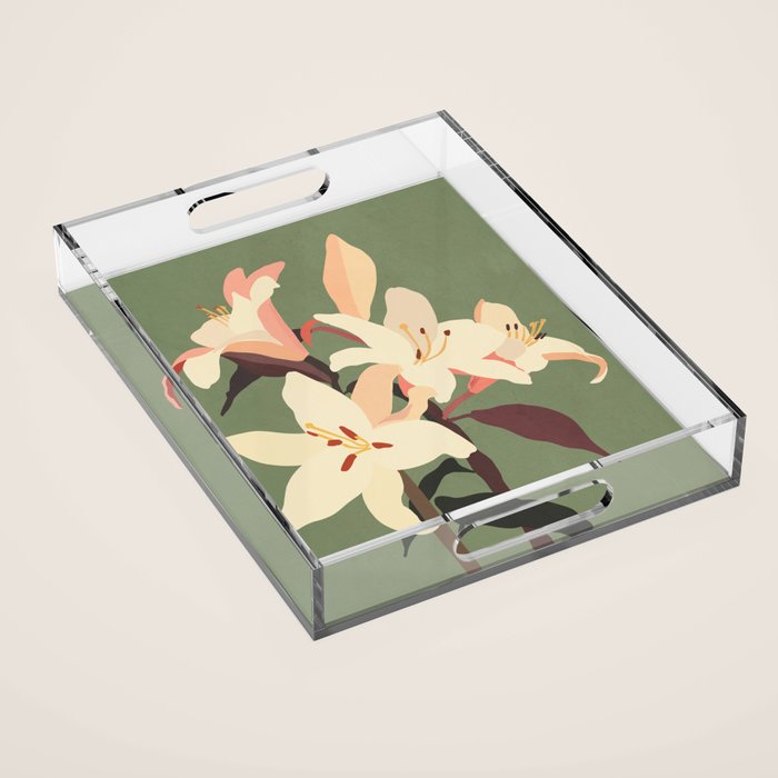 White Lilies 2 Acrylic Tray Gallery Image 1